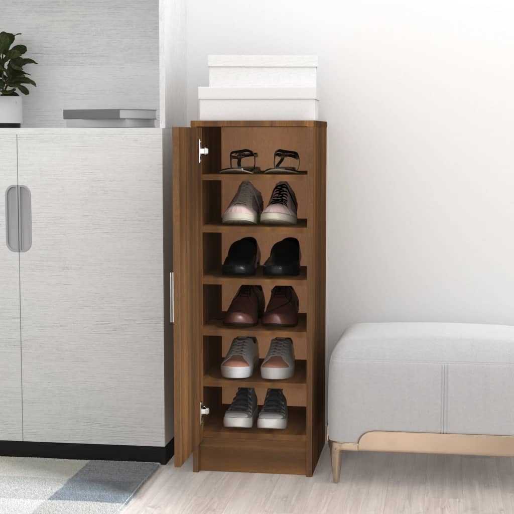 vidaXL Shoe Cabinet Brown Oak 32x35x92 cm Engineered Wood