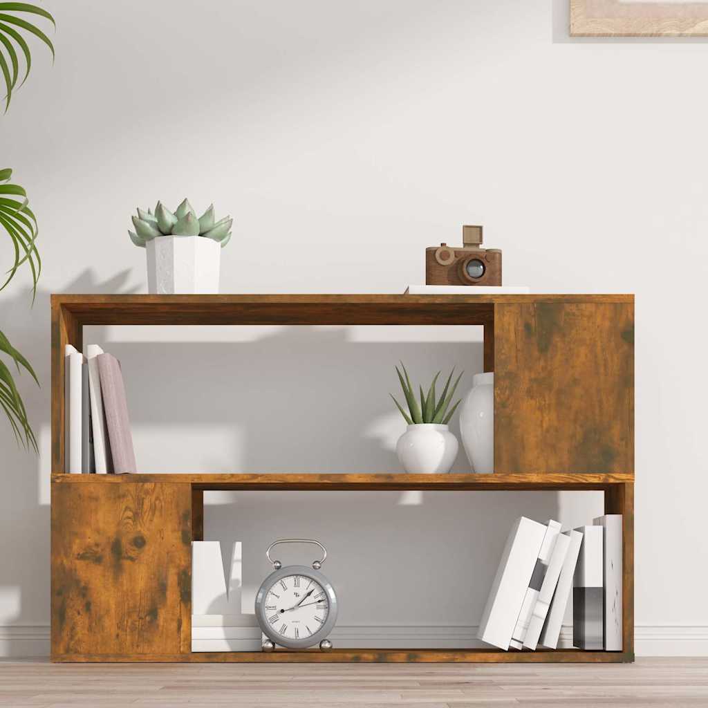 816038 vidaXL Book Cabinet Smoked Oak 100x24x63 cm Engineered Wood