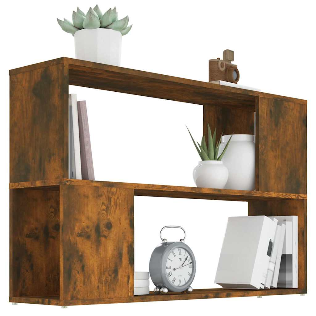 816038 vidaXL Book Cabinet Smoked Oak 100x24x63 cm Engineered Wood