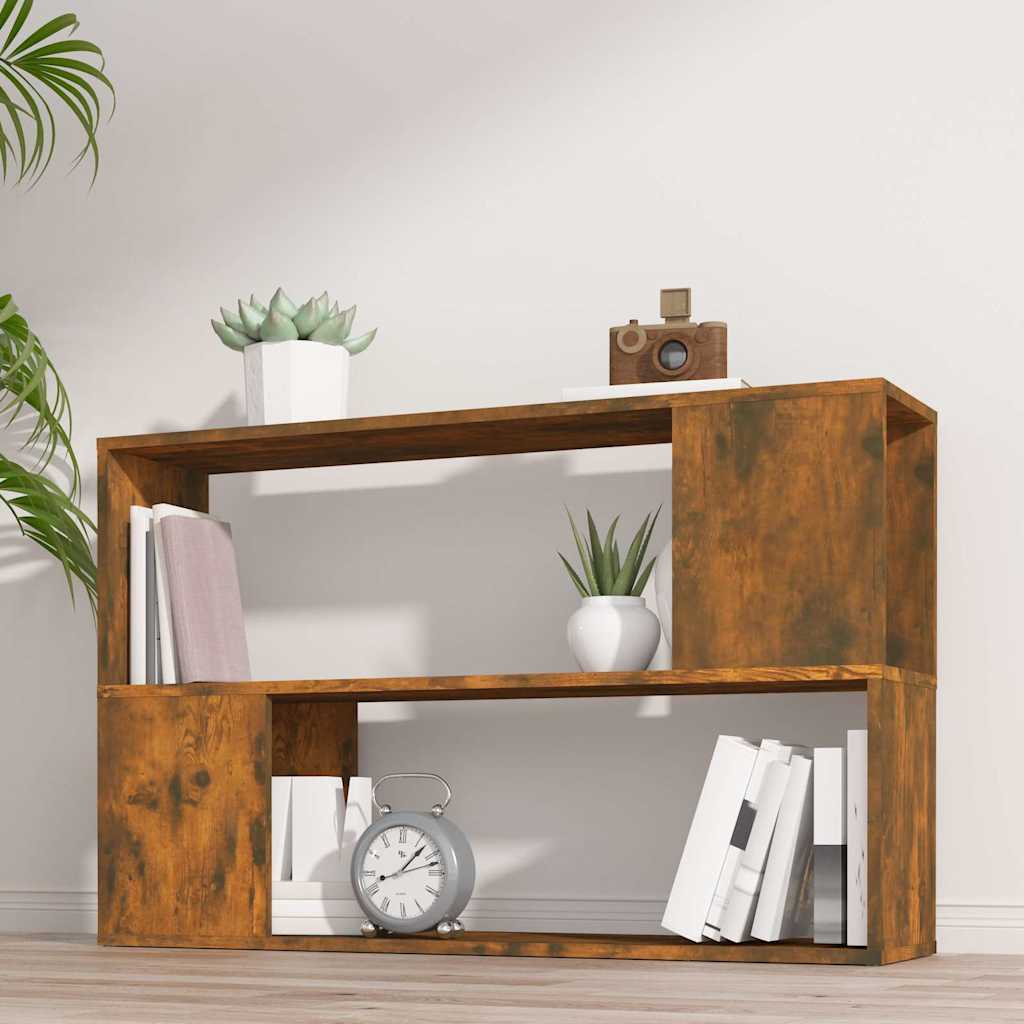 816038 vidaXL Book Cabinet Smoked Oak 100x24x63 cm Engineered Wood