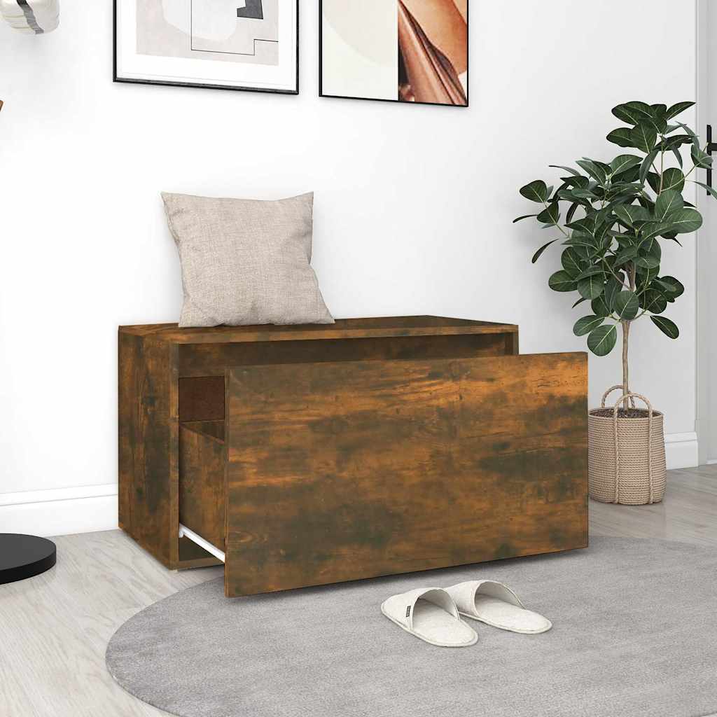 816047 vidaXL Hall Bench 80x40x45 cm Smoked Oak Engineered Wood
