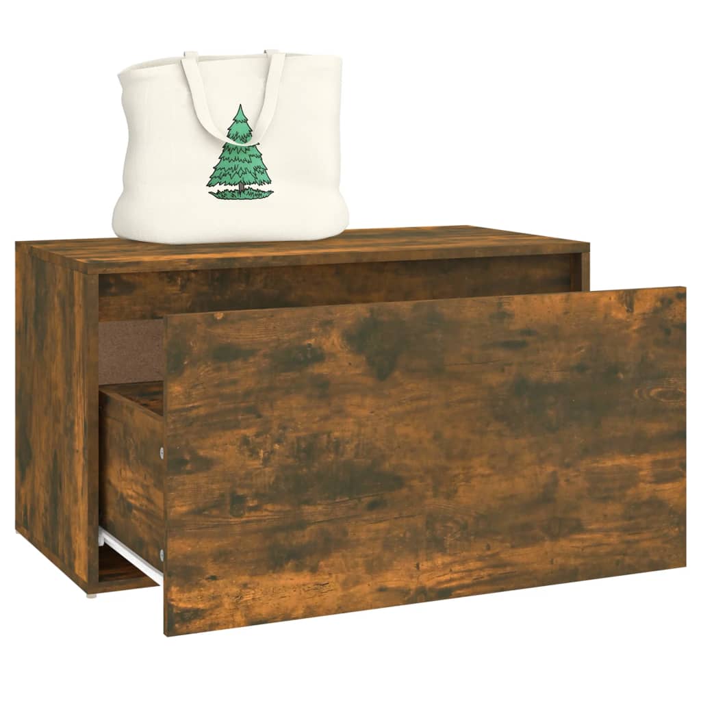 Hall Bench | Smoked Oak | Engineered Wood | 80 cm | Entryway Bench