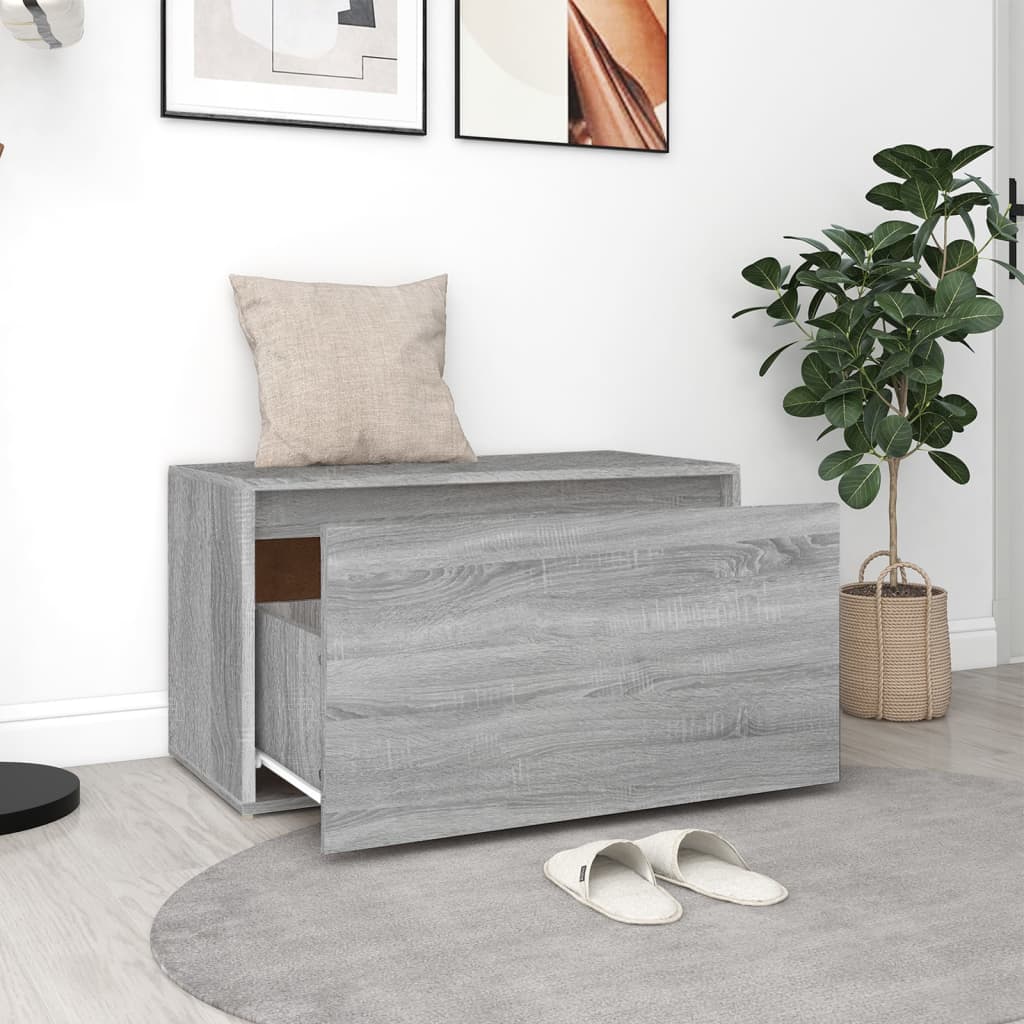 Hall Bench | Grey Sonoma | Engineered Wood | Medium | Entryway Bench