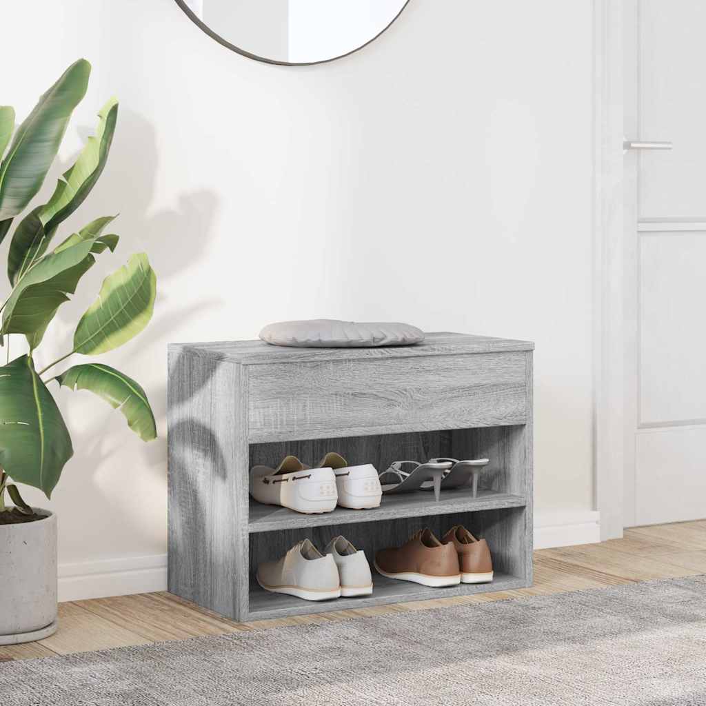Shoe Bench Grey Sonoma 60x30x45 cm Engineered Wood