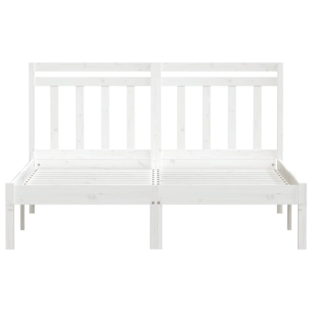 Bed Frame without Mattress White Double Solid Wood