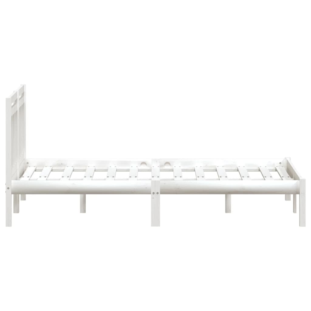 Bed Frame without Mattress White Double Solid Wood