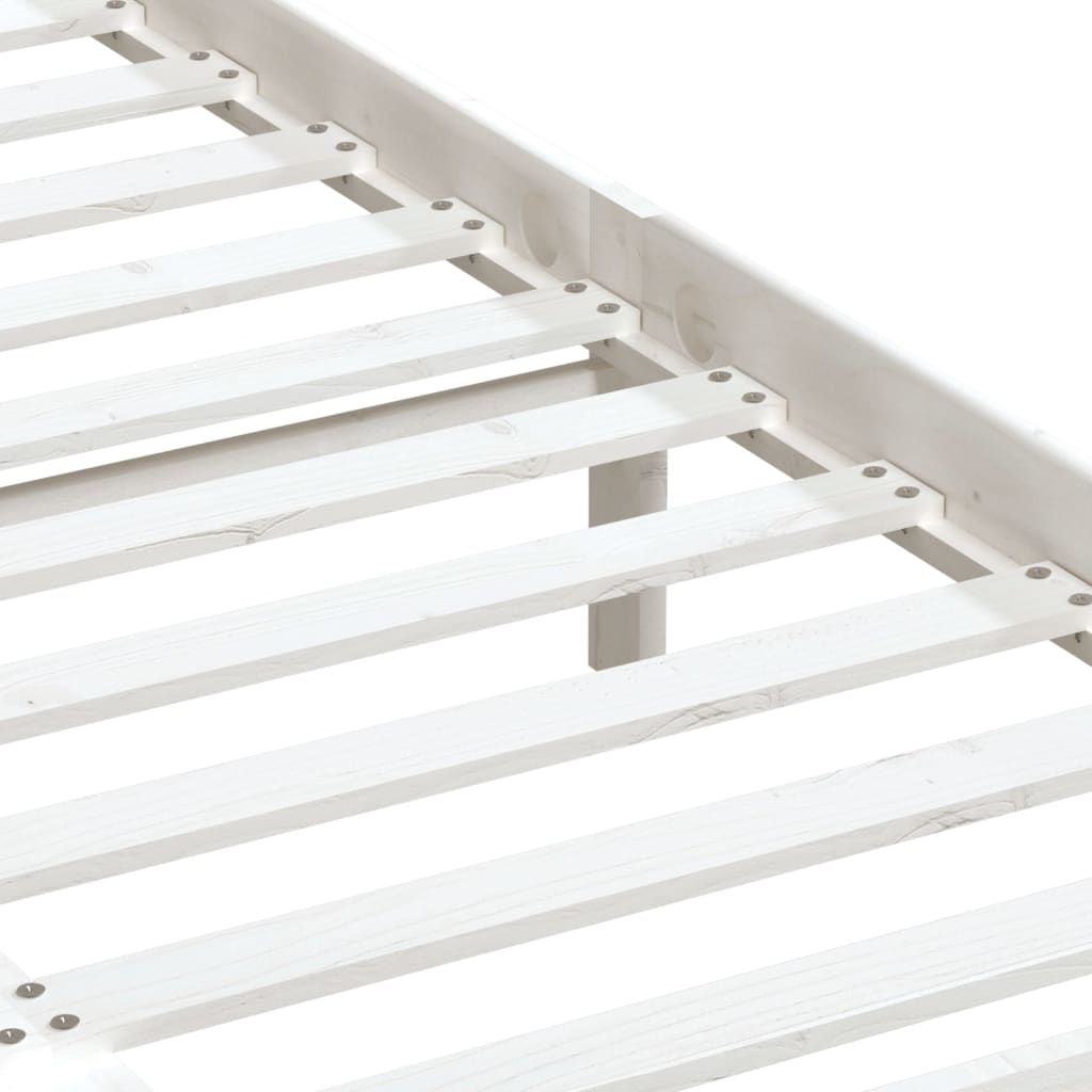 Bed Frame without Mattress White Double Solid Wood