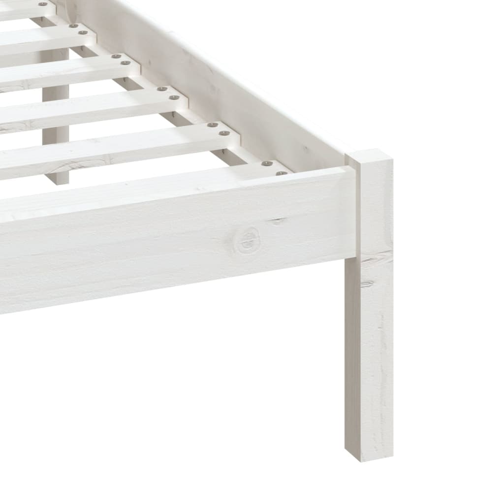 Bed Frame without Mattress White Double Solid Wood