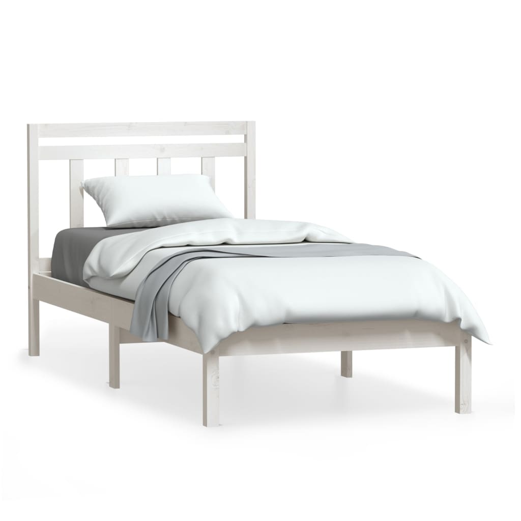 3100575 vidaXL Bed Frame without Mattress White Solid Wood 90x200 cm (810003+814075)