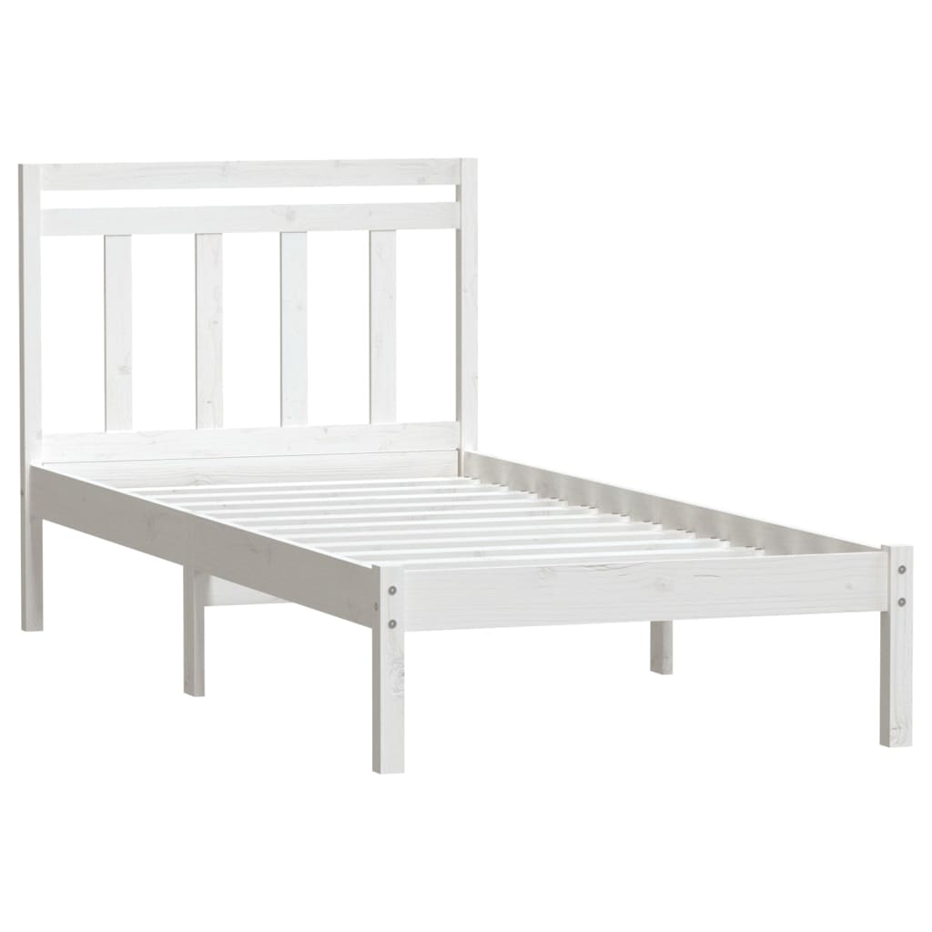 3100575 vidaXL Bed Frame without Mattress White Solid Wood 90x200 cm (810003+814075)