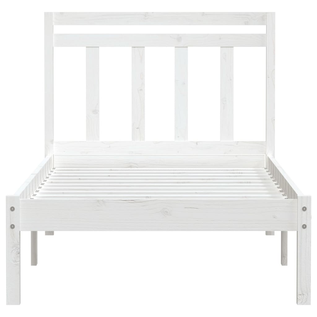 3100575 vidaXL Bed Frame without Mattress White Solid Wood 90x200 cm (810003+814075)