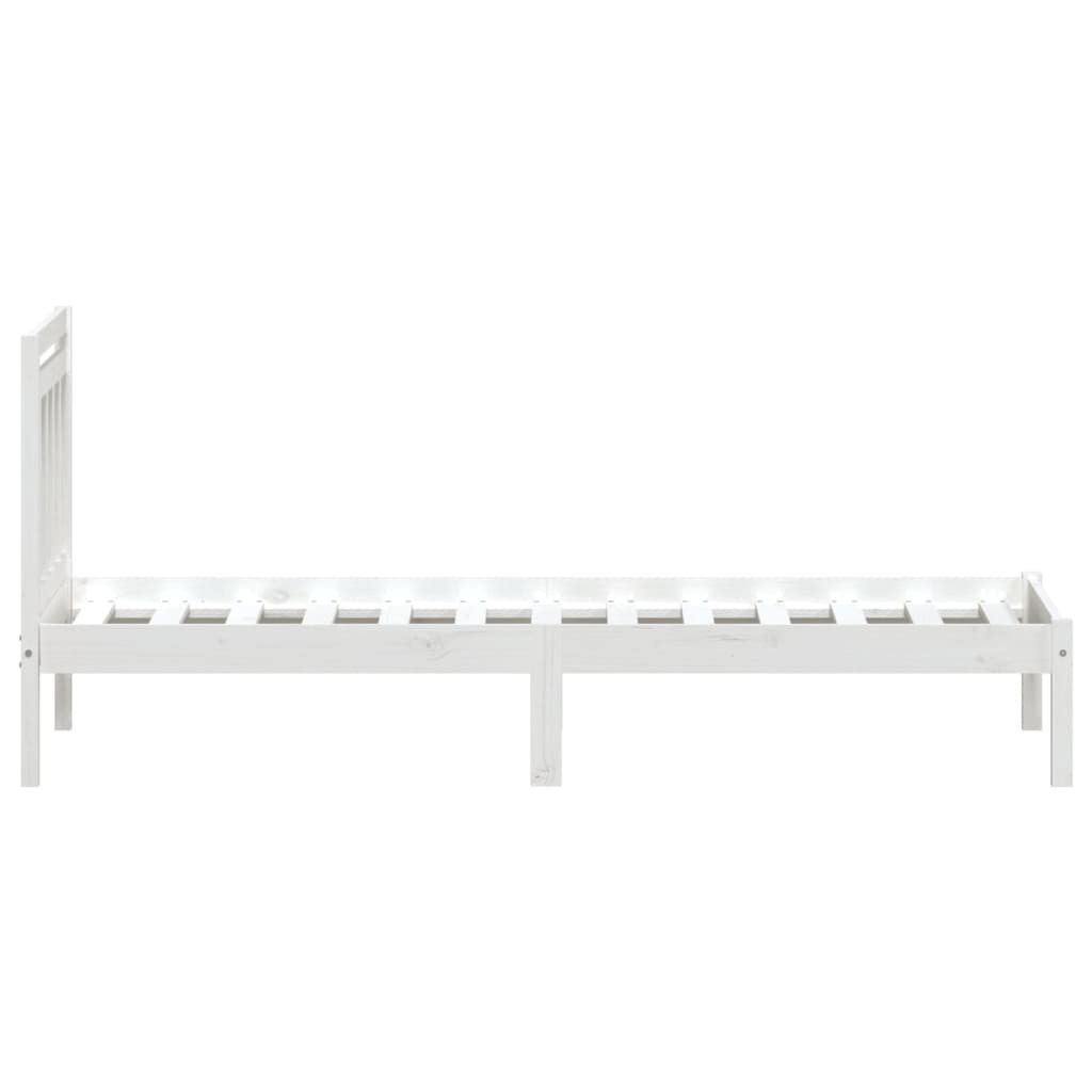 3100575 vidaXL Bed Frame without Mattress White Solid Wood 90x200 cm (810003+814075)