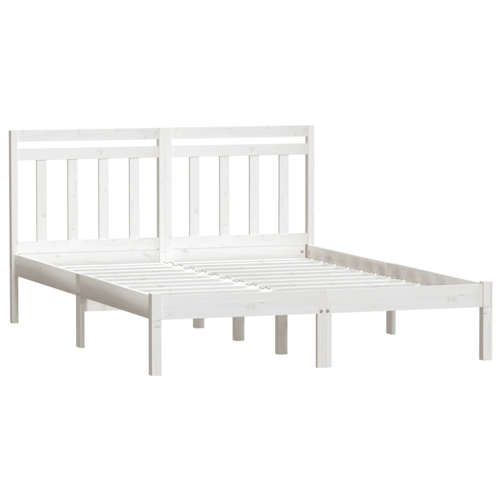 3100590 vidaXL Bed Frame without Mattress White Solid Wood 140x200 cm (810018+814095)