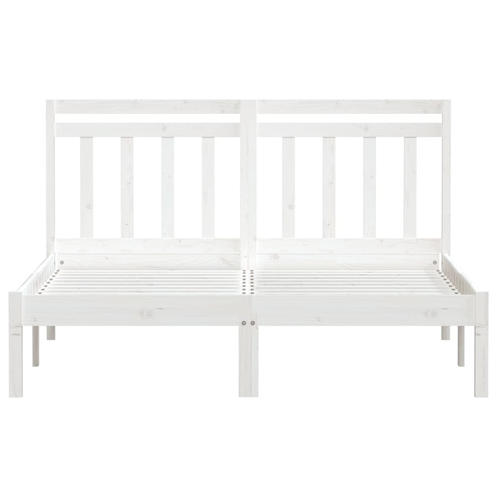 3100590 vidaXL Bed Frame without Mattress White Solid Wood 140x200 cm (810018+814095)