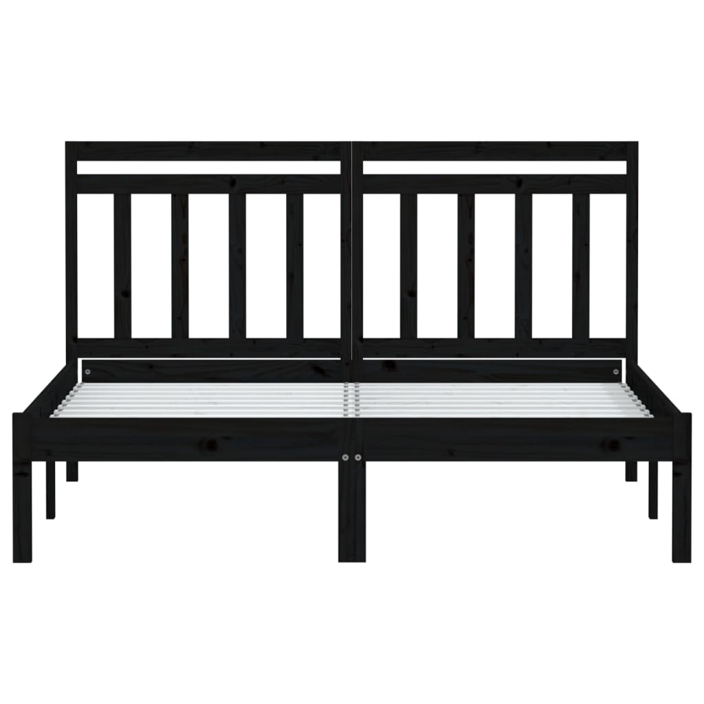 3100593 vidaXL Bed Frame without Mattress Black Solid Wood 140x200 cm (810021+814098)