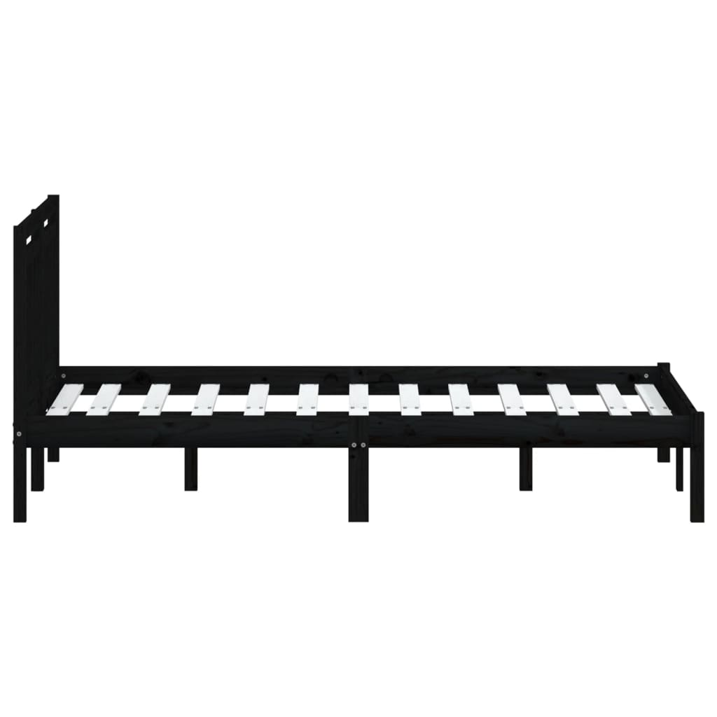 3100593 vidaXL Bed Frame without Mattress Black Solid Wood 140x200 cm (810021+814098)