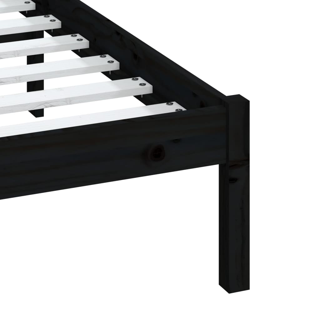 3100593 vidaXL Bed Frame without Mattress Black Solid Wood 140x200 cm (810021+814098)