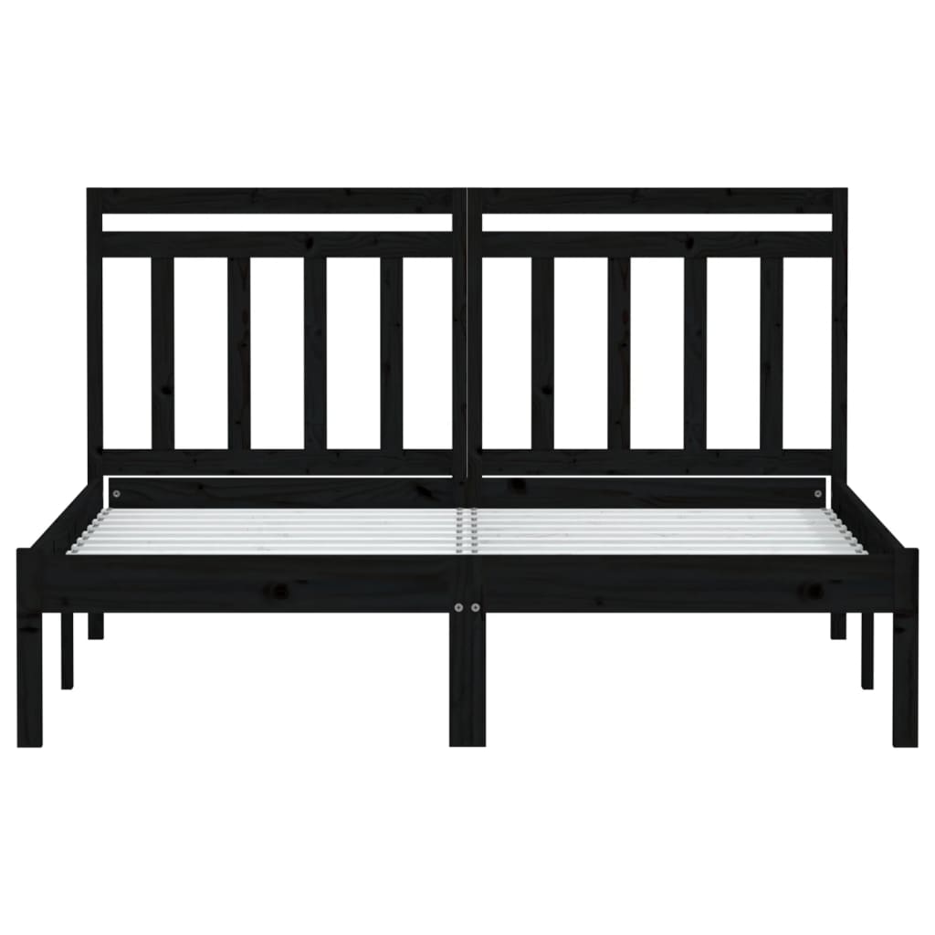 vidaXL Bed Frame without Mattress Black King Size Solid Wood