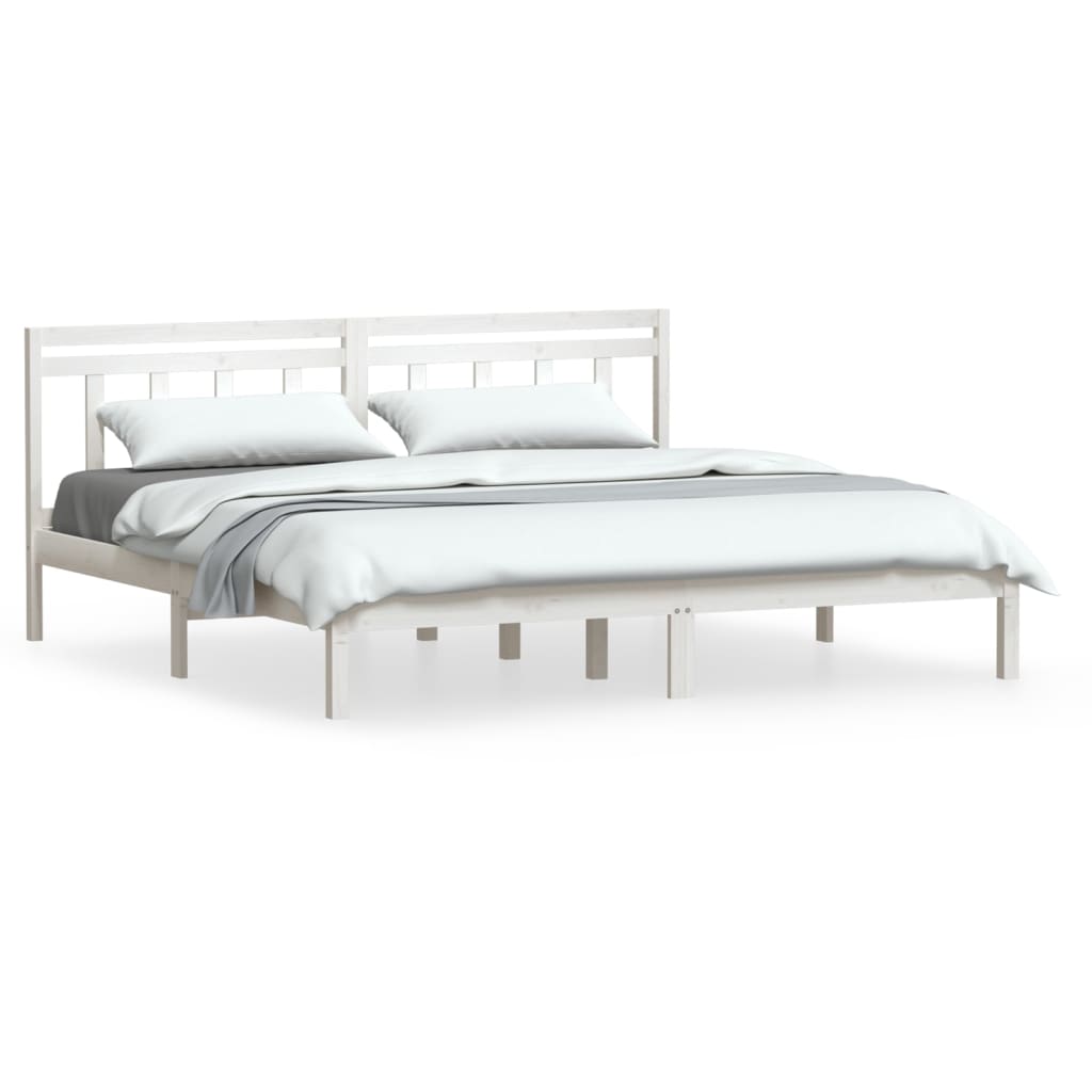 3100610 vidaXL Bed Frame without Mattress White Solid Wood 200x200 cm (810038+814115)