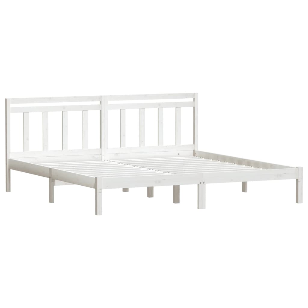 3100610 vidaXL Bed Frame without Mattress White Solid Wood 200x200 cm (810038+814115)