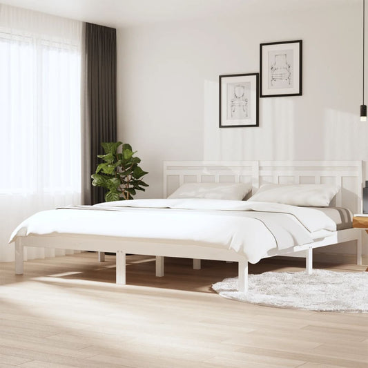 3100610 vidaXL Bed Frame without Mattress White Solid Wood 200x200 cm (810038+814115)