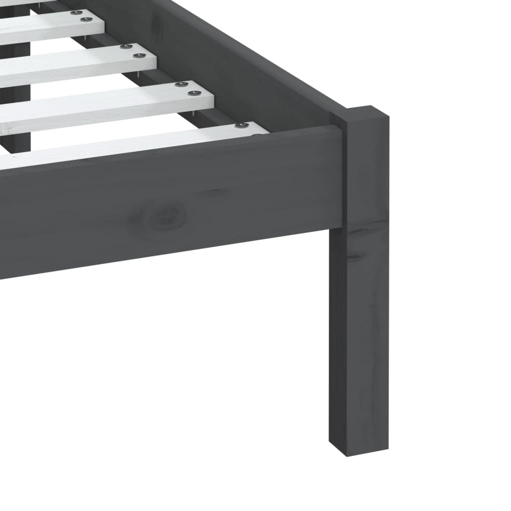 3100611 vidaXL Bed Frame without Mattress Grey Solid Wood 200x200 cm (810039+814116)