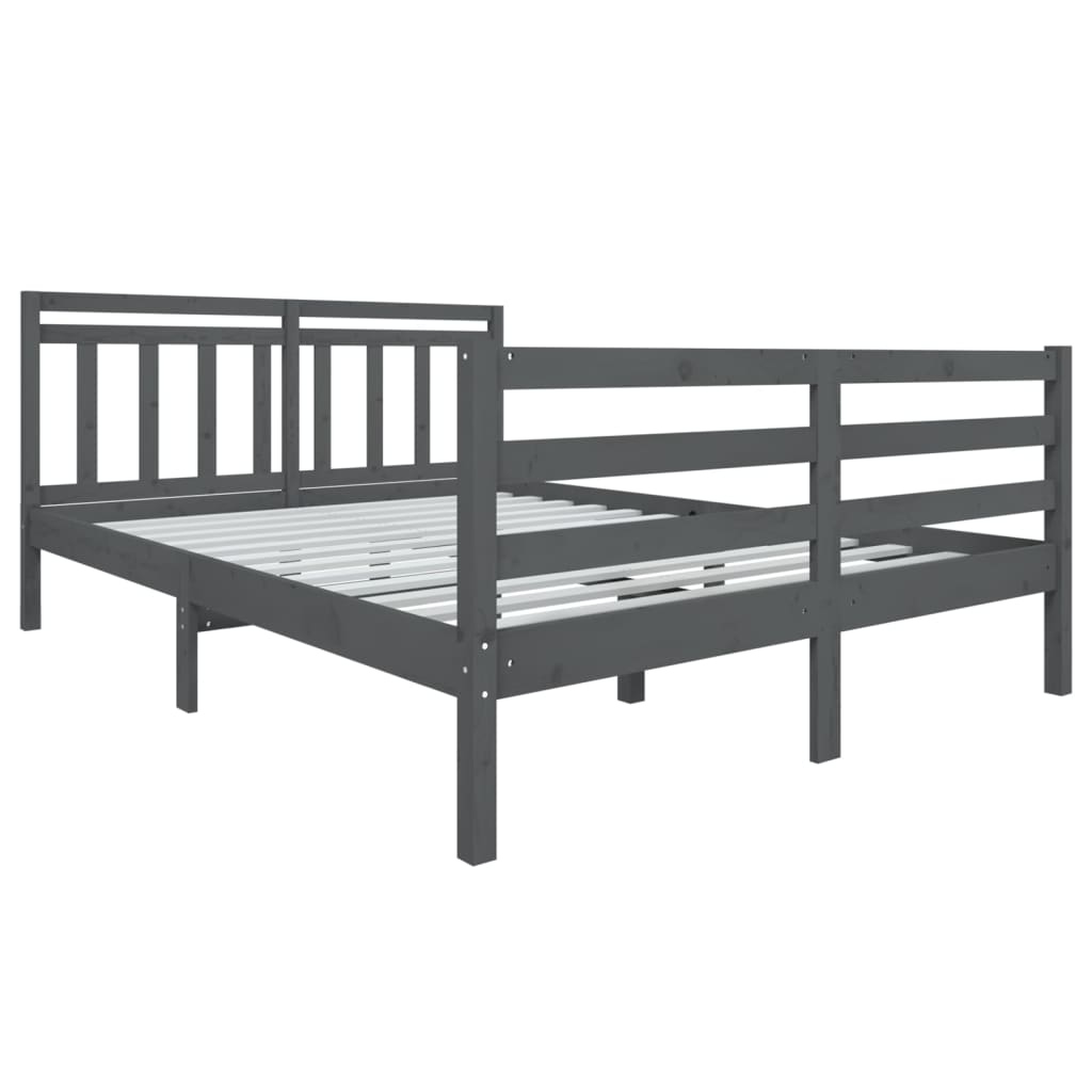 3100636 vidaXL Bed Frame without Mattress Grey Solid Wood 140x190 cm (810412+814096)