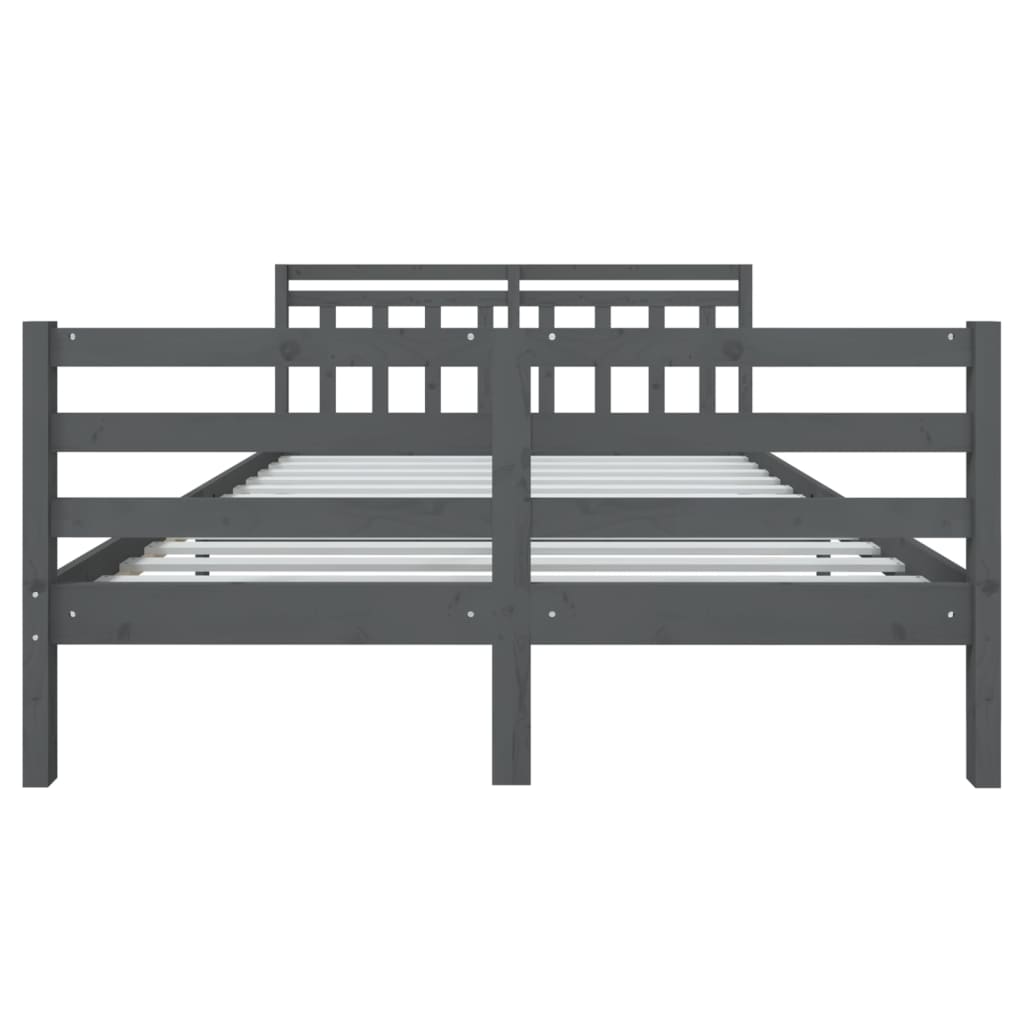 3100636 vidaXL Bed Frame without Mattress Grey Solid Wood 140x190 cm (810412+814096)