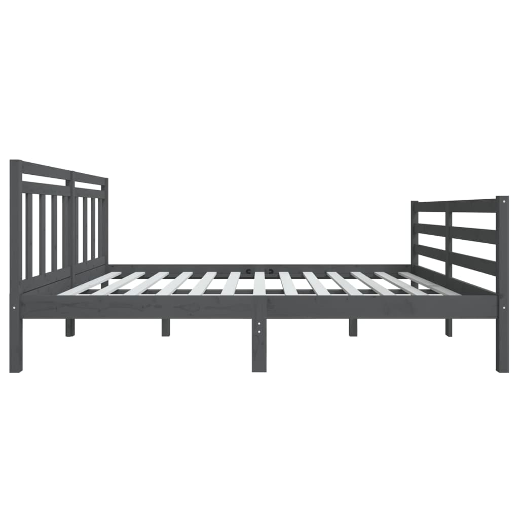 3100636 vidaXL Bed Frame without Mattress Grey Solid Wood 140x190 cm (810412+814096)