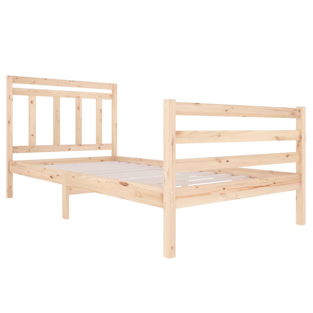 Bed Frame | Natural wood | Solid pine wood | Single | Decorative Inlays