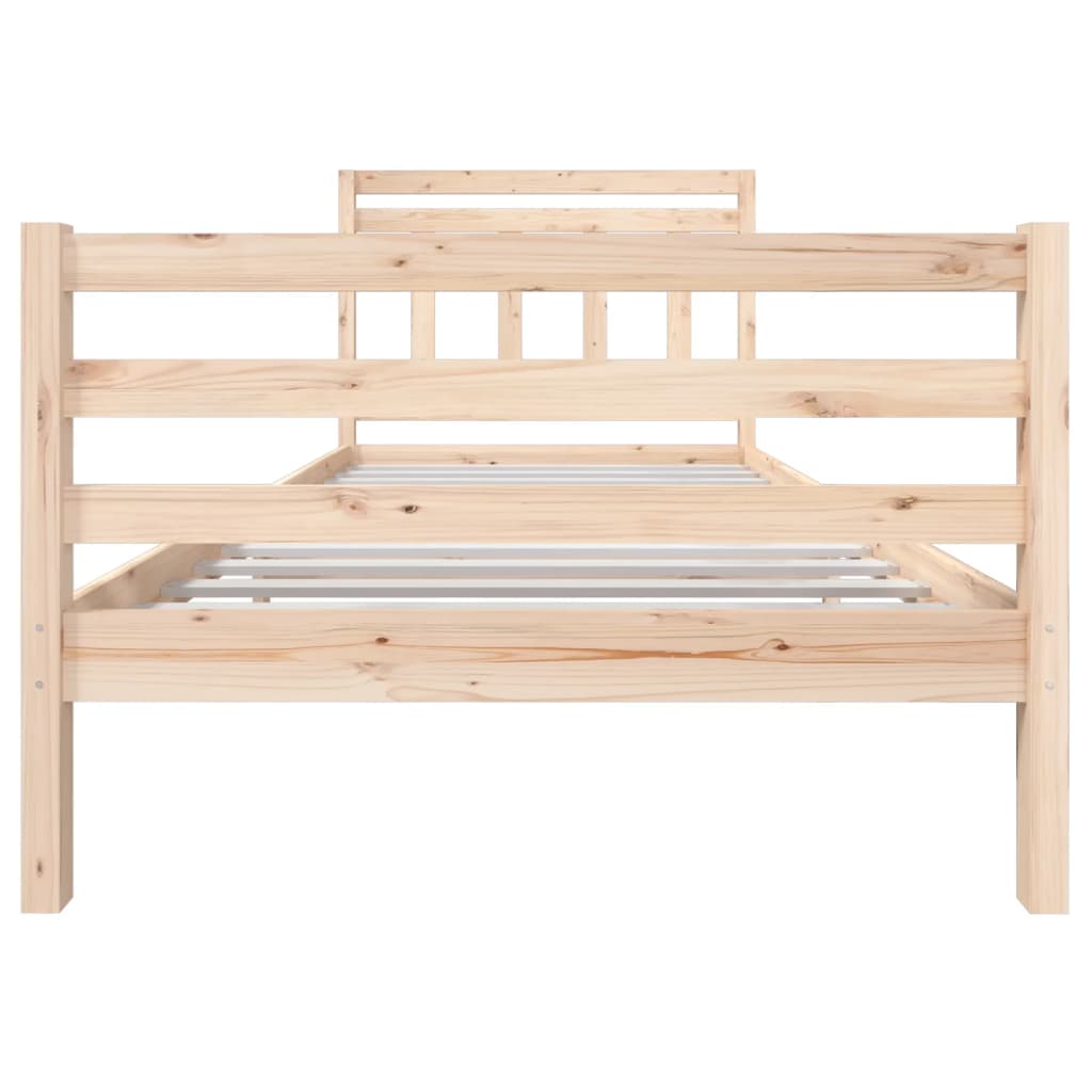 Bed Frame | Natural wood | Solid pine wood | Single | Decorative Inlays