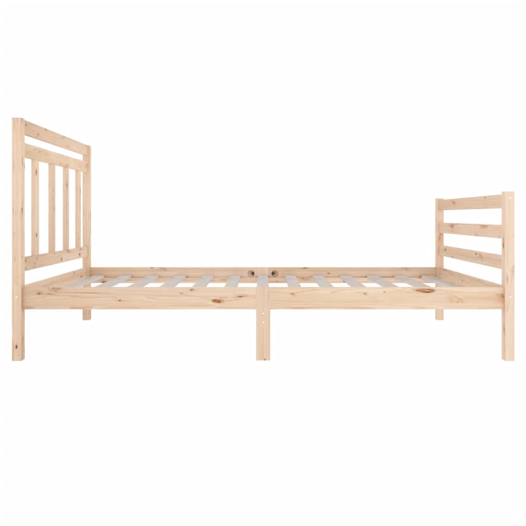 Bed Frame | Natural wood | Solid pine wood | Single | Decorative Inlays