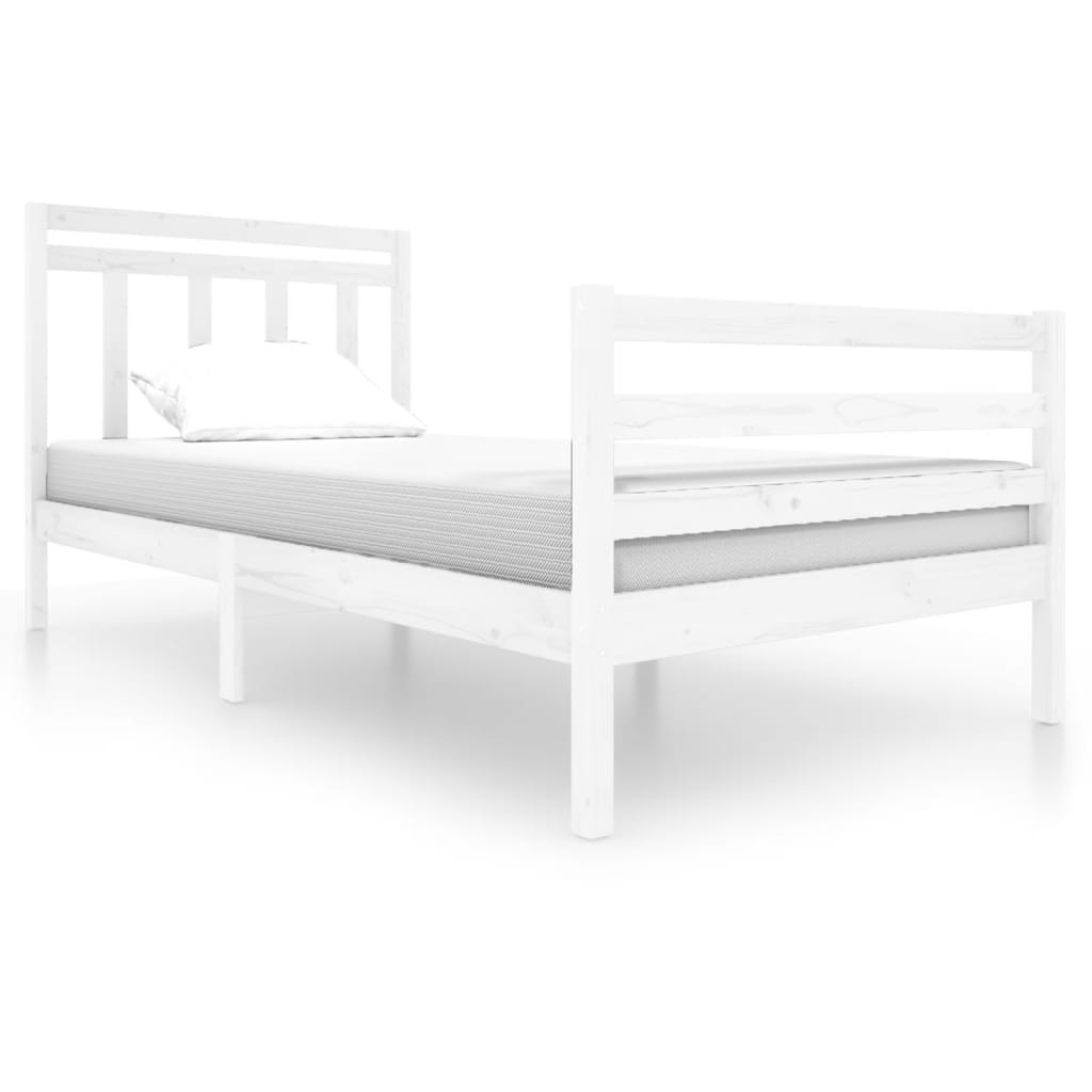 3100645 vidaXL Bed Frame without Mattress White Solid Wood 100x200 cm (810421+814080)