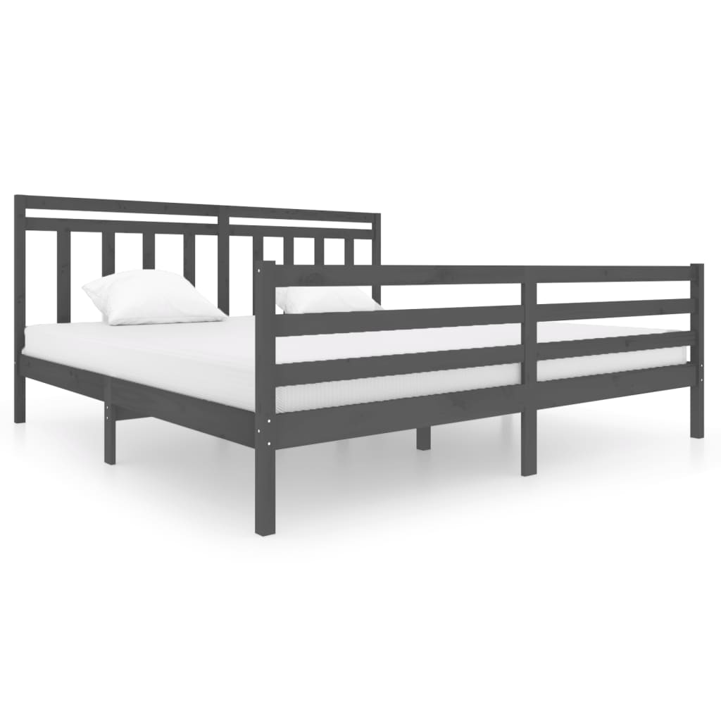 3100676 vidaXL Bed Frame without Mattress Grey Solid Wood 200x200 cm (810452+814116)