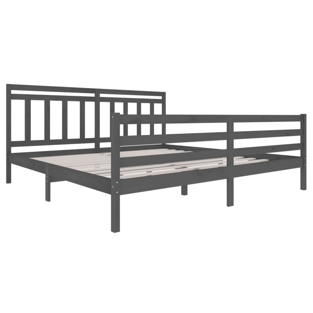 3100676 vidaXL Bed Frame without Mattress Grey Solid Wood 200x200 cm (810452+814116)