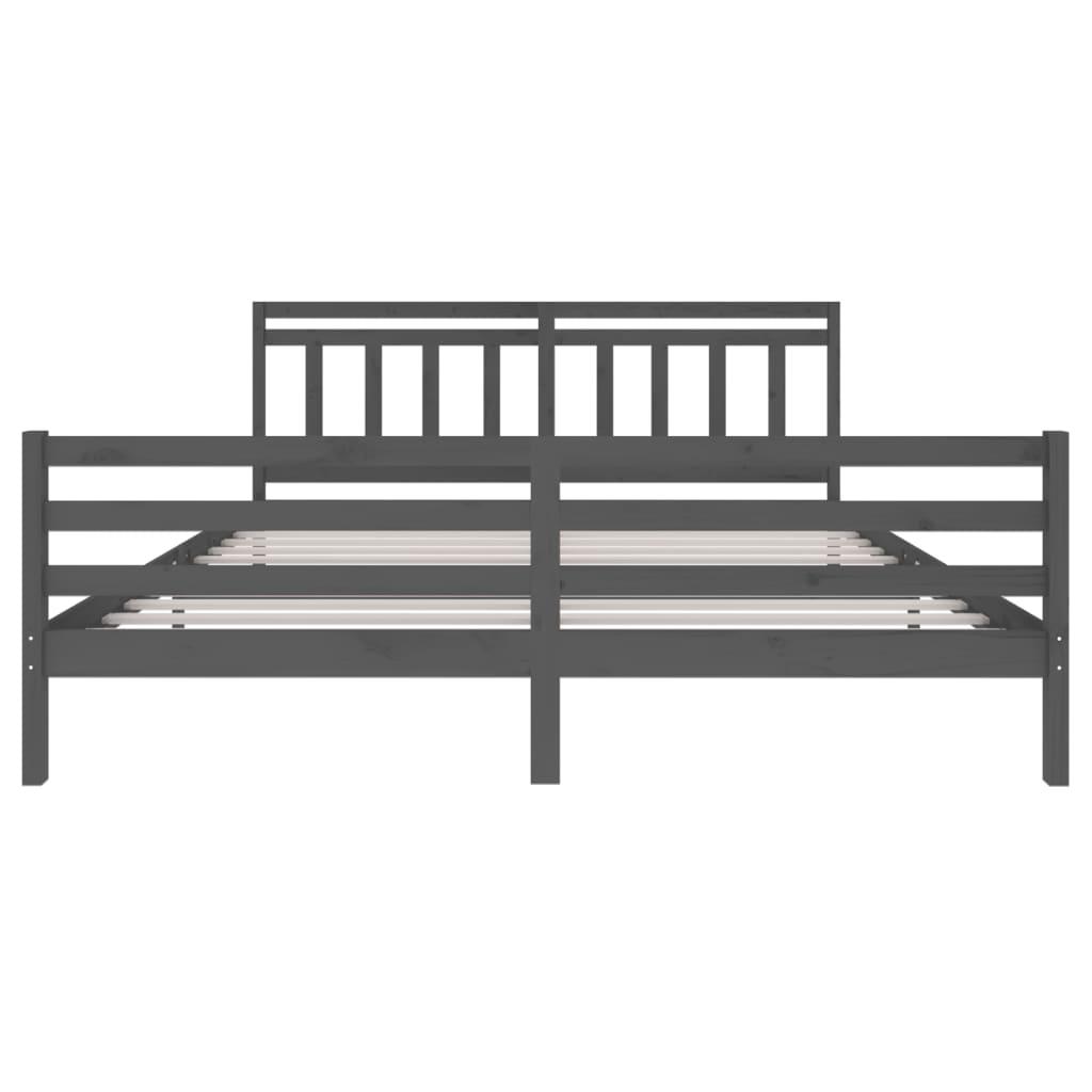 3100676 vidaXL Bed Frame without Mattress Grey Solid Wood 200x200 cm (810452+814116)