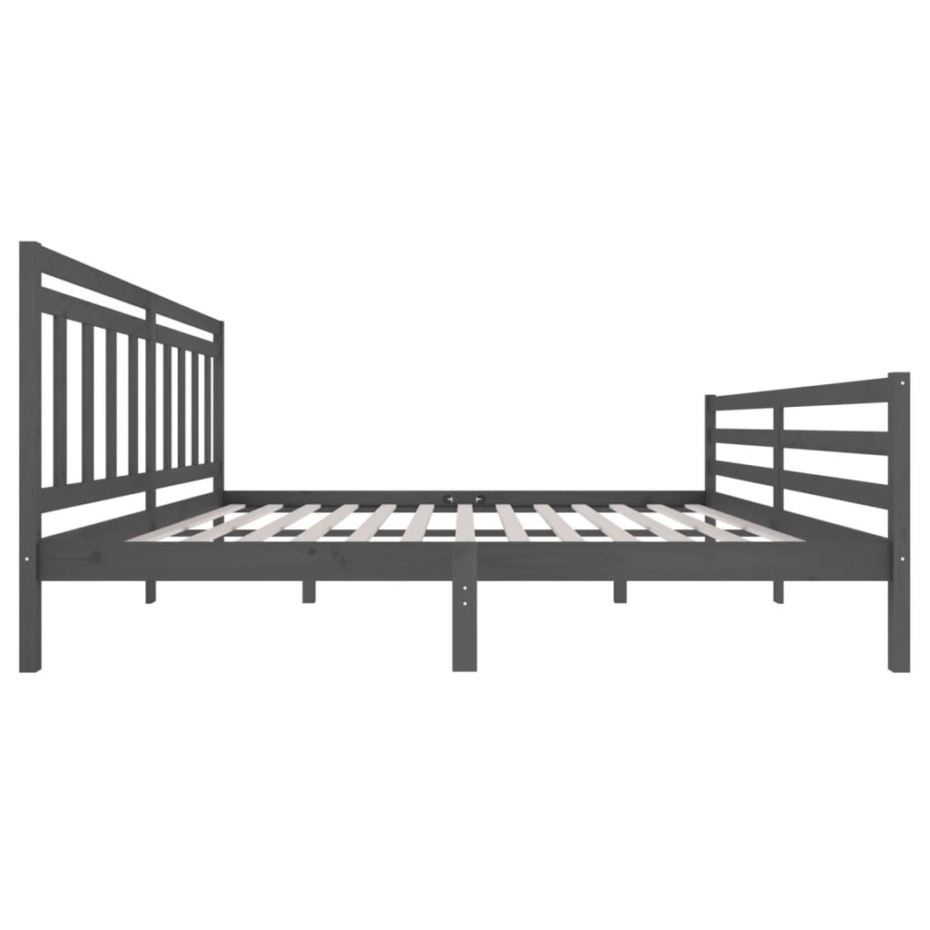 3100676 vidaXL Bed Frame without Mattress Grey Solid Wood 200x200 cm (810452+814116)