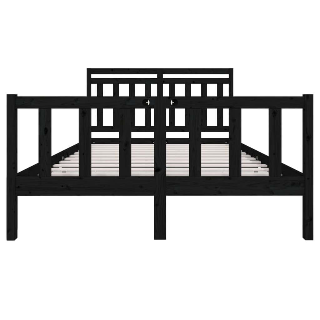 3100703 vidaXL Bed Frame without Mattress Black Solid Wood 140x190 cm (810066+814098)