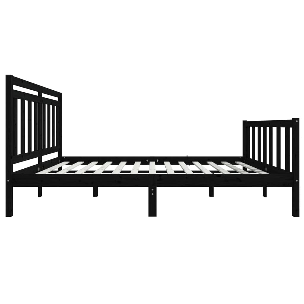 3100703 vidaXL Bed Frame without Mattress Black Solid Wood 140x190 cm (810066+814098)