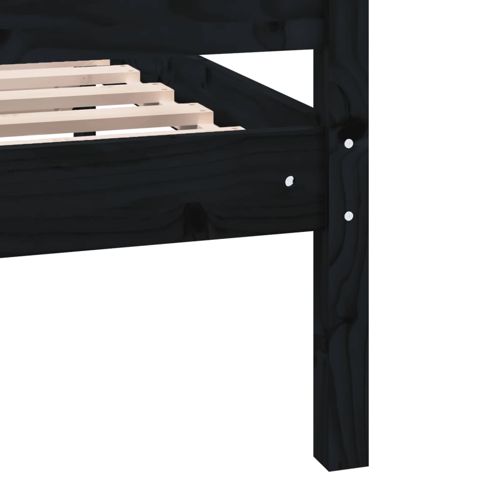 3100703 vidaXL Bed Frame without Mattress Black Solid Wood 140x190 cm (810066+814098)