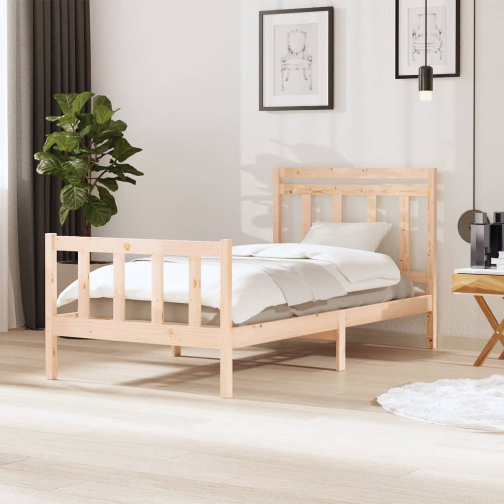 3100709 vidaXL Bed Frame without Mattress Solid Wood 100x200 cm (810072+814079)