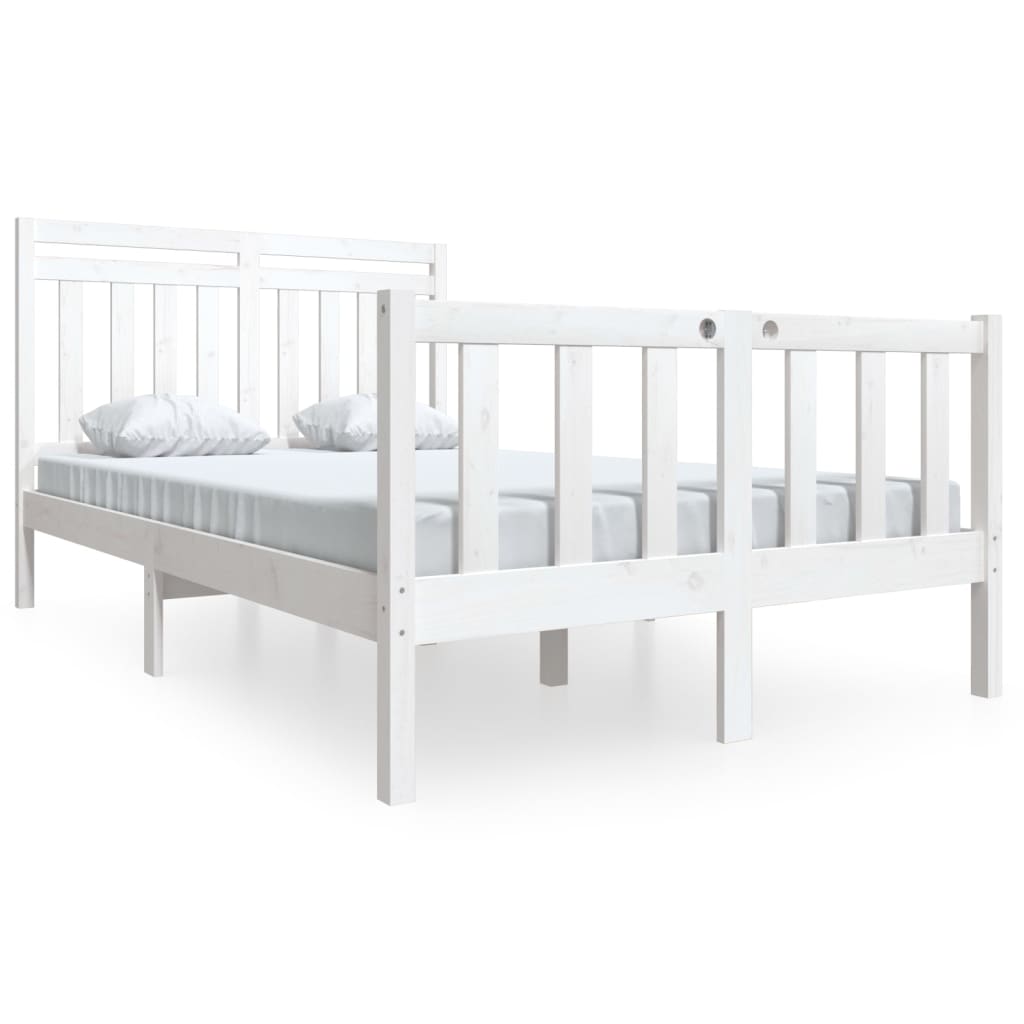 3100959 vidaXL Bed Frame without Mattress White Solid Wood 140x200 cm (810083+814095)