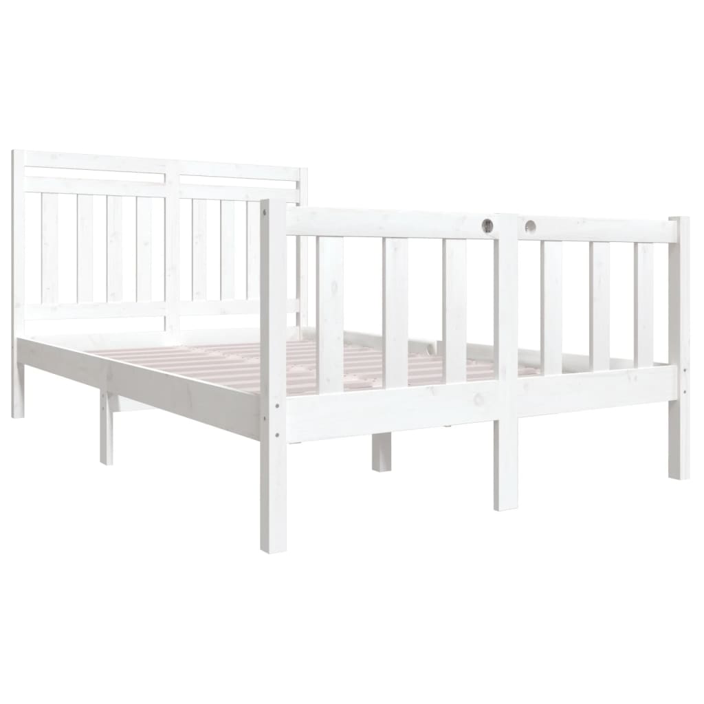 3100959 vidaXL Bed Frame without Mattress White Solid Wood 140x200 cm (810083+814095)