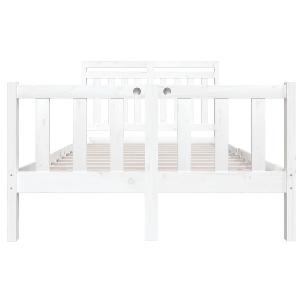 3100959 vidaXL Bed Frame without Mattress White Solid Wood 140x200 cm (810083+814095)