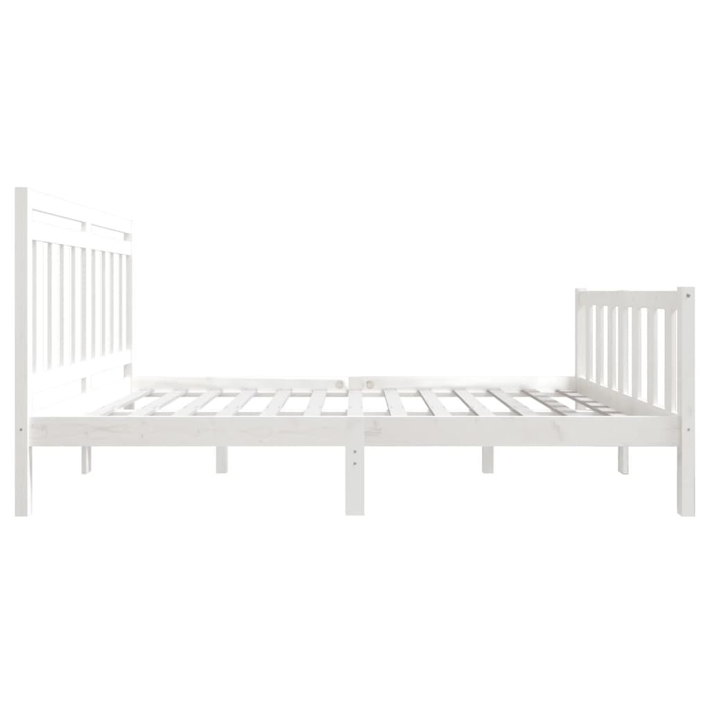 3100959 vidaXL Bed Frame without Mattress White Solid Wood 140x200 cm (810083+814095)