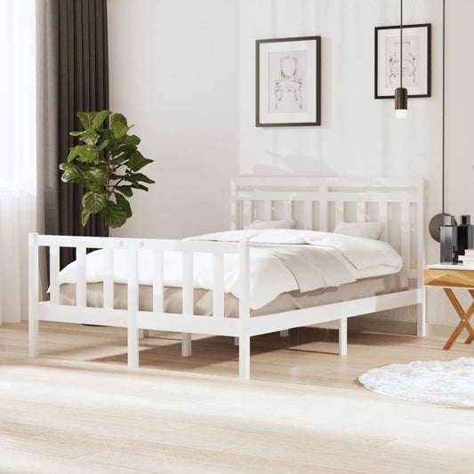 3100959 vidaXL Bed Frame without Mattress White Solid Wood 140x200 cm (810083+814095)