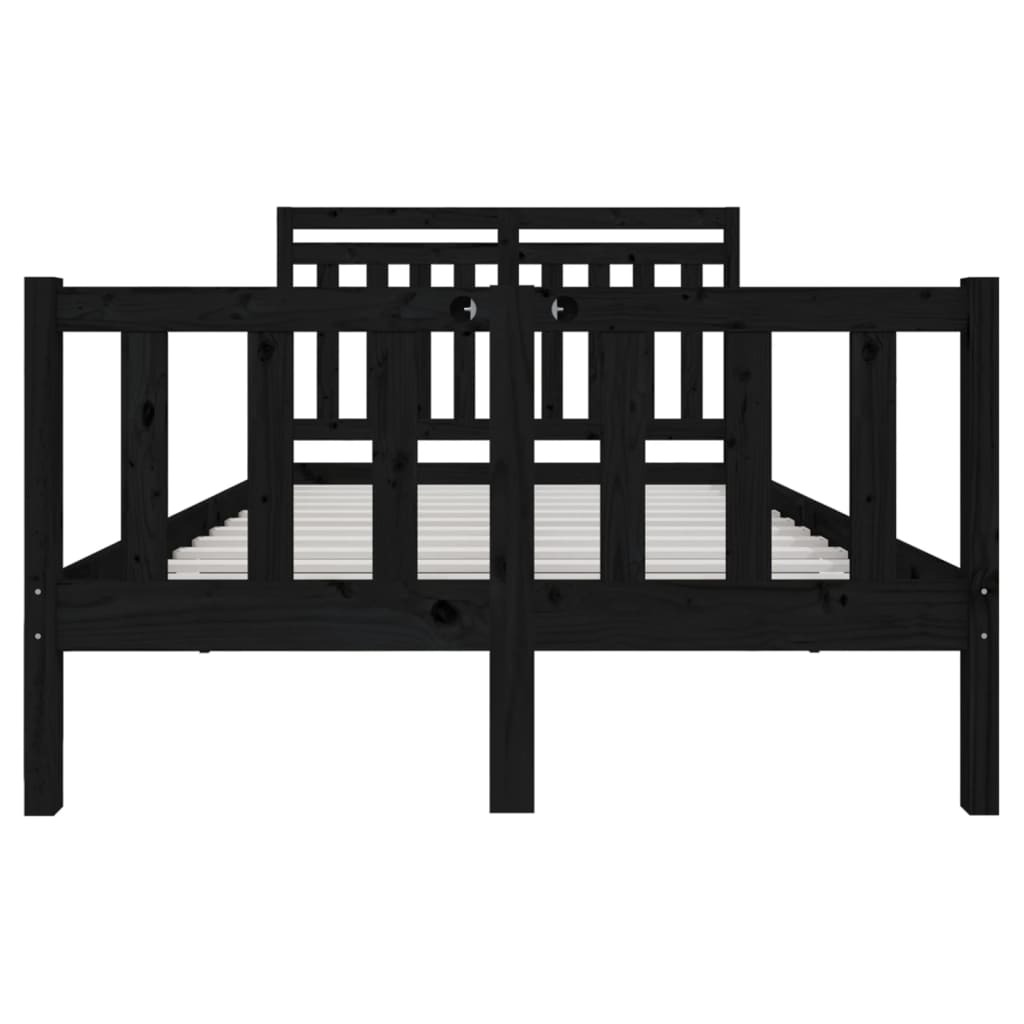 3100962 vidaXL Bed Frame without Mattress Black Solid Wood 140x200 cm (810086+814098)