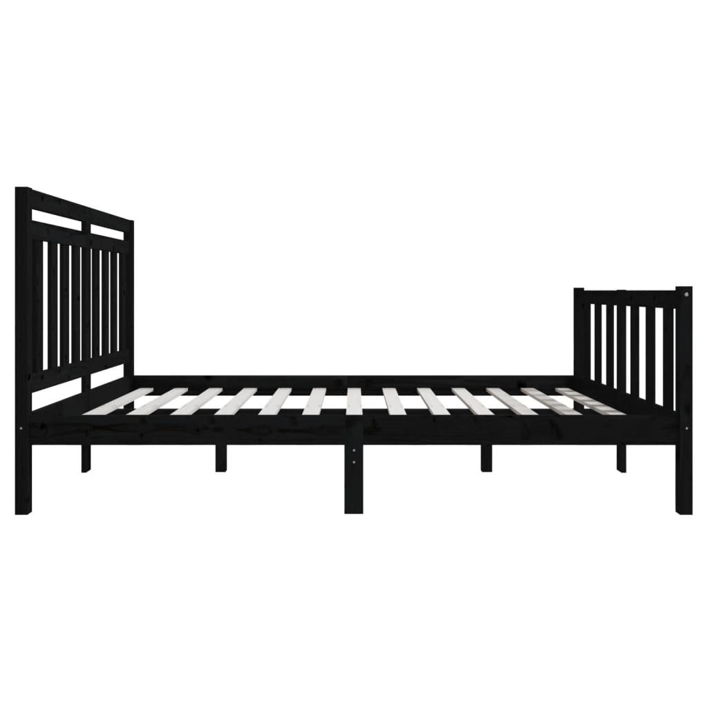 3100962 vidaXL Bed Frame without Mattress Black Solid Wood 140x200 cm (810086+814098)