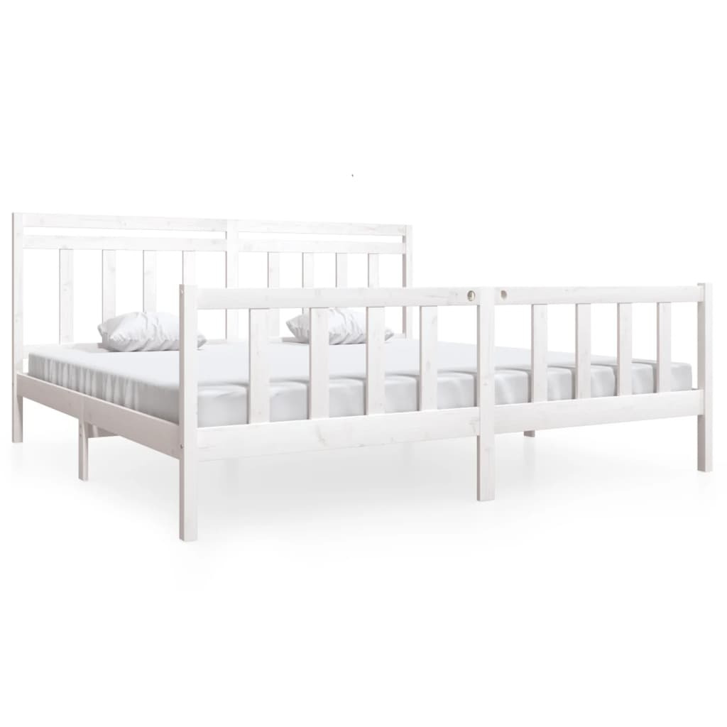 3100979 vidaXL Bed Frame without Mattress White Solid Wood 200x200 cm (810103+814115)