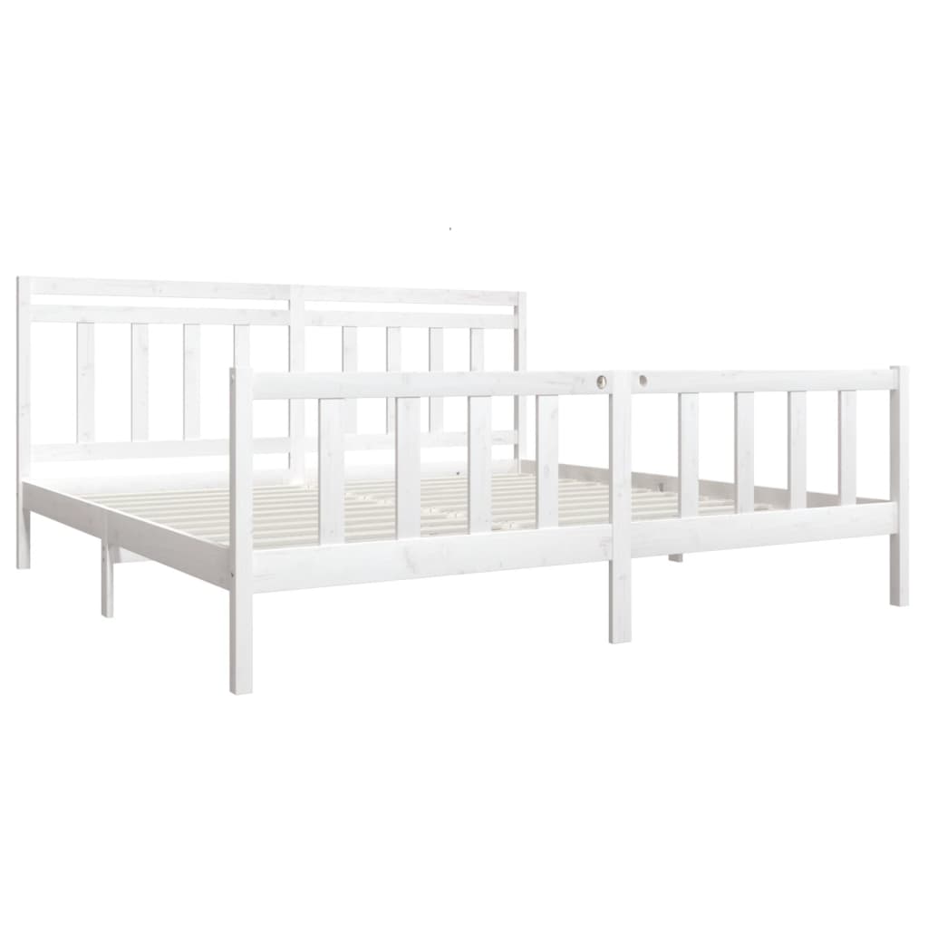 3100979 vidaXL Bed Frame without Mattress White Solid Wood 200x200 cm (810103+814115)